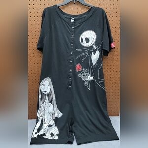 The Nightmare Before Christmas women's short sleeve button up shorts romper